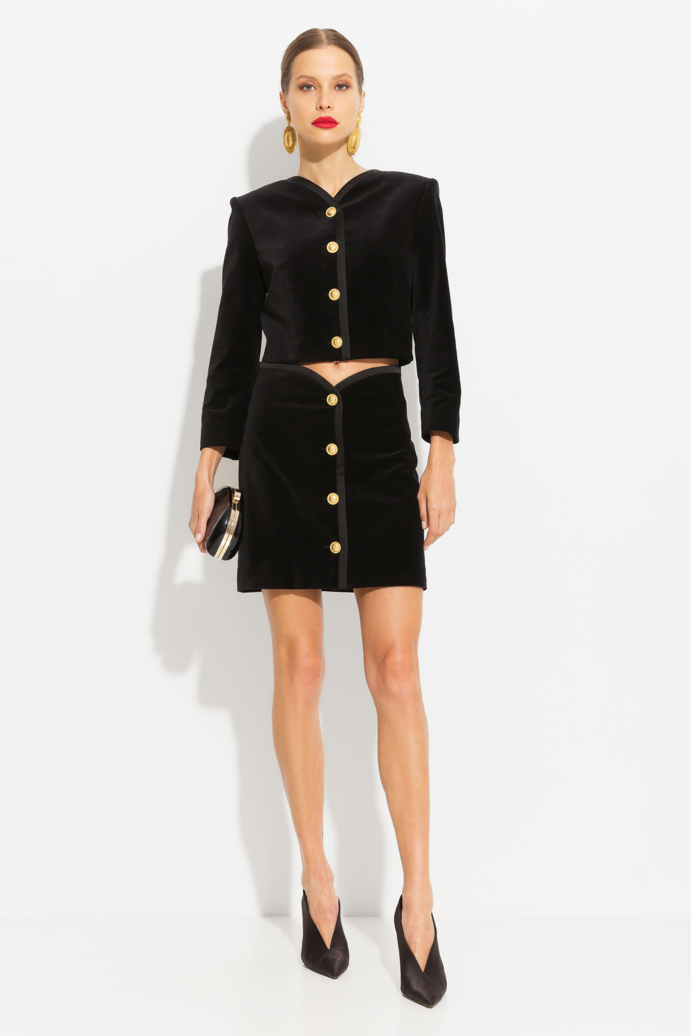 Жакет бархатный укороченный