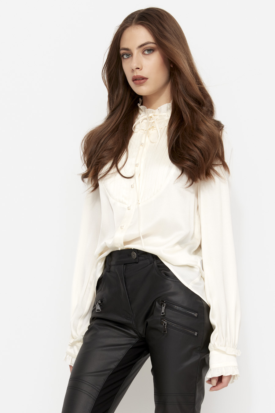 Блуза прямого кроя с завязками