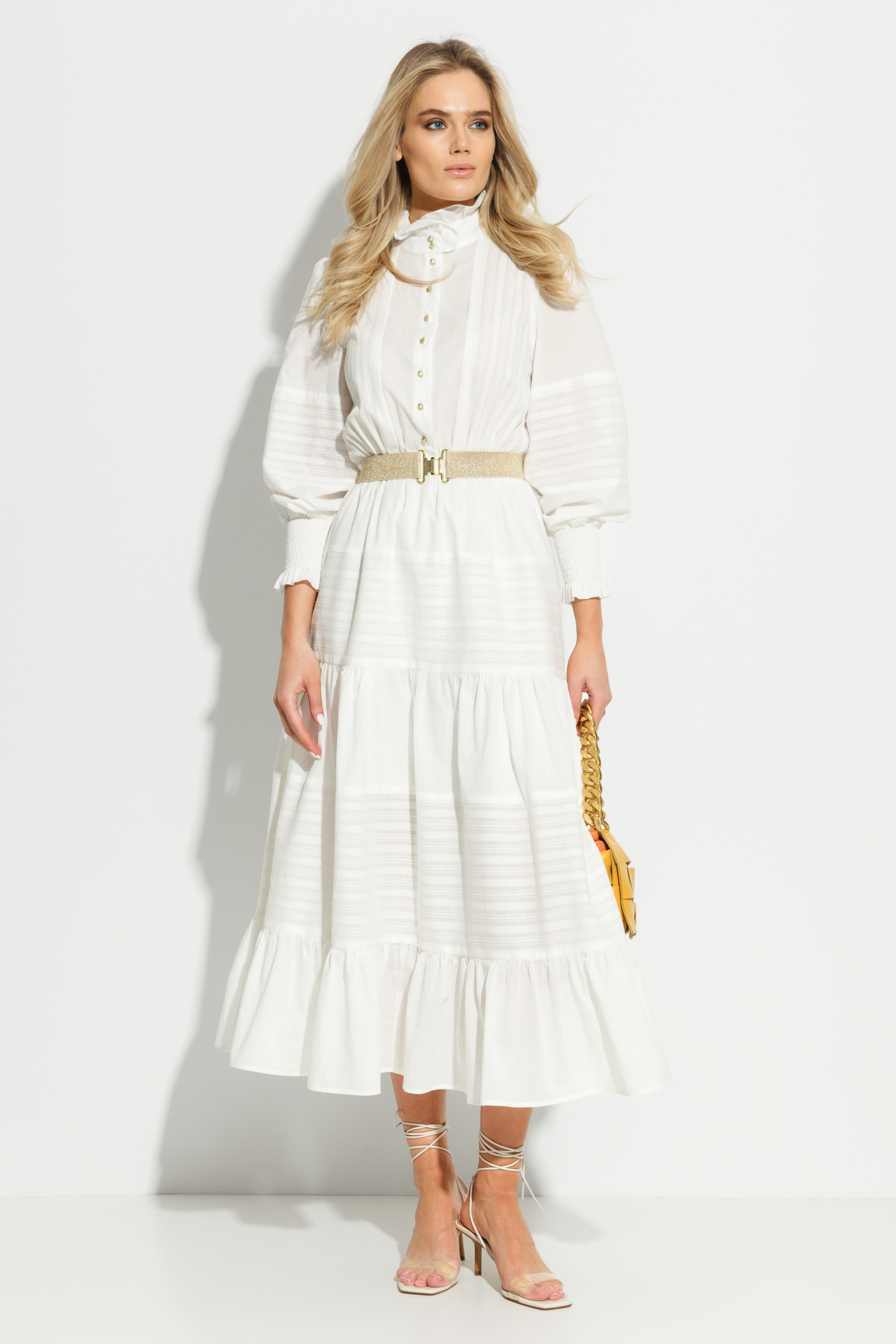 Платье миди хлопоковое с поясом