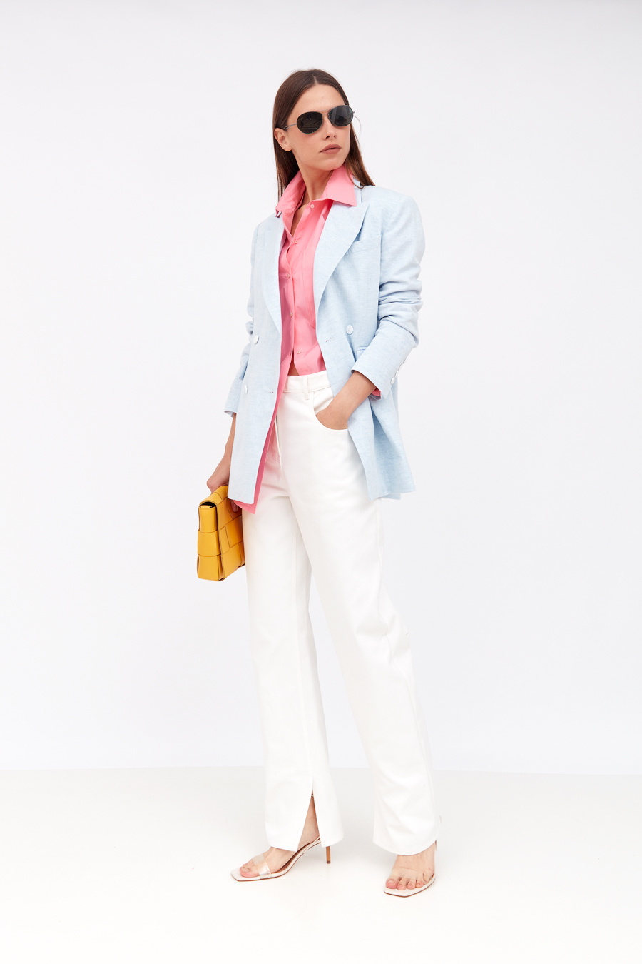 Брюки из денима с разрезами